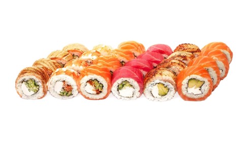 Set of sushi set isolate on a white background. Japanese restaurant menu