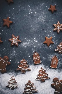 New Year's gingerbread cookie with Christmas accessories