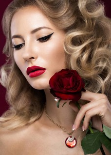 Beautiful blonde in a Hollywood manner with curls