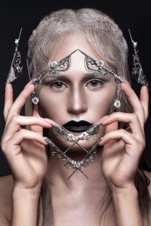 Beautiful girl with art make up in anime style