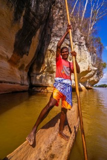 Boy padddling on the Tsiribina river