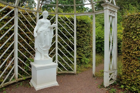 White sculpture on stone