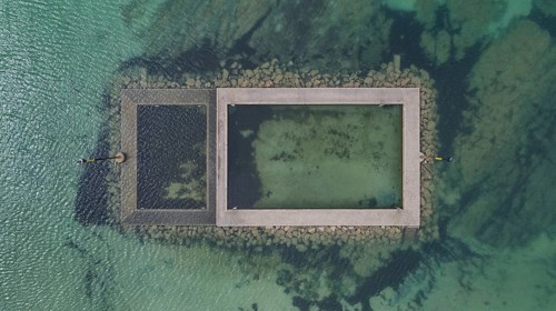 Seawater pool on the beach in Normandy