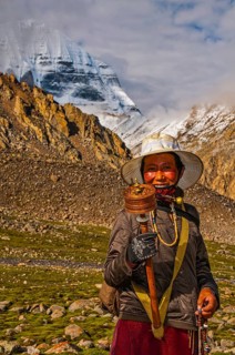 Pilgrim before Mount Kailash