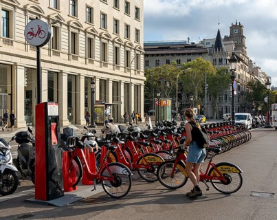 Collection point for rental bikes and scooters
