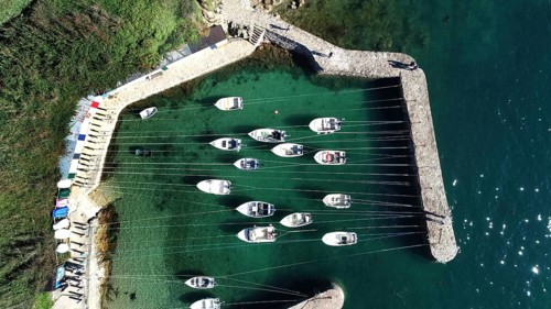 Aerial view of Port Racine in the department of Manche
