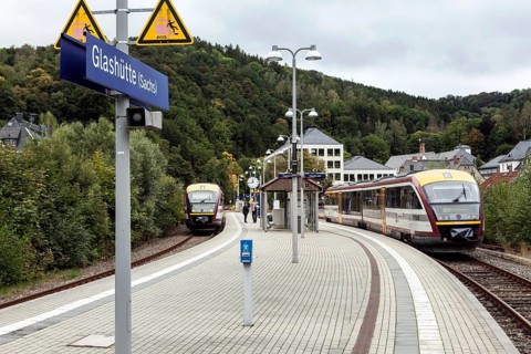 Glashuette railway station in the district of Saechsische Schweiz-Osterzgebirge