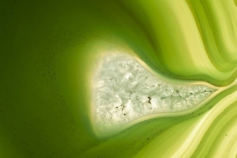 Thin slice of green agate