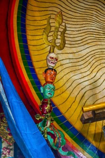 Heads on a trident in a temple in Lhasa