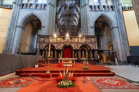 Interior of the Unesco world heritage site Tournai Cathedral