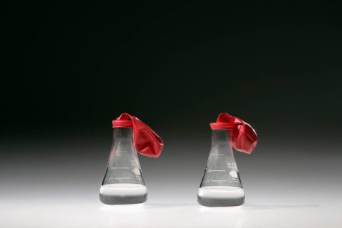 Pre-Reaction: 1 Molar and 3 Molar Acetic Acid and Baking Soda Generating Carbon Dioxide