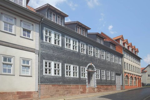 Historic building with slate shingles