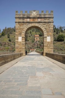 Archway of the Puente Romano and view of Torre del Oro
