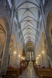 Interior view of the neo-Gothic collegiate church of