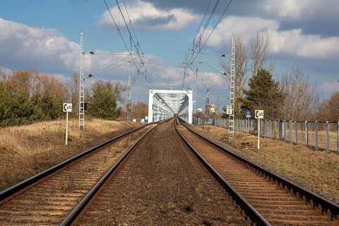 Railway line in Wittenberge on the Elbe