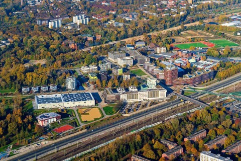 Aerial view of the Neue Mitte Wilhelmsburg