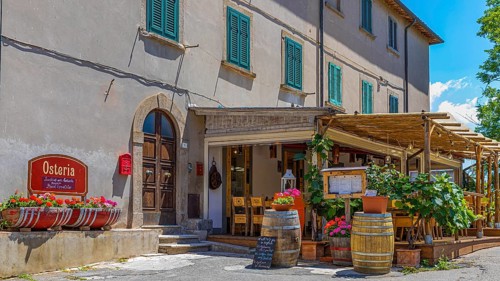 Osteria with colourful flower decoration
