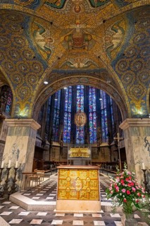 Splendid interior in the Unesco world heritage site the Aachen cathedral