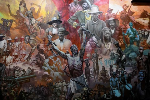 Mural in an exhibition hall of the Independence Memorial Museum
