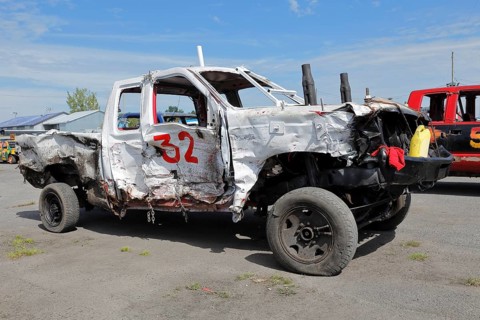Damaged car at Demolition Derby