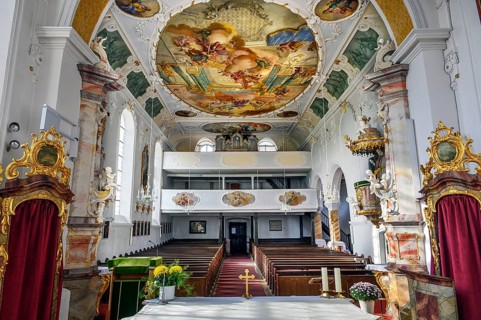 Organ gallery and ceiling frescoes