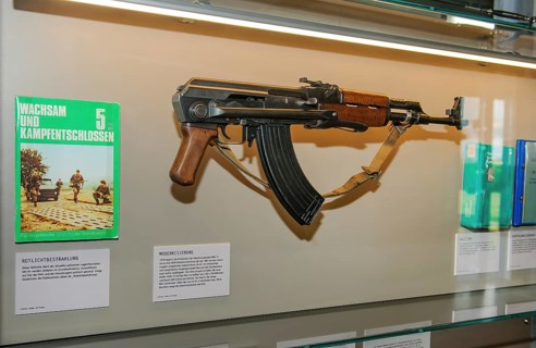 Historical weapon of GDR border guards submachine gun KMS-72