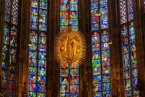 Splendid interior in the Unesco world heritage site the Aachen cathedral