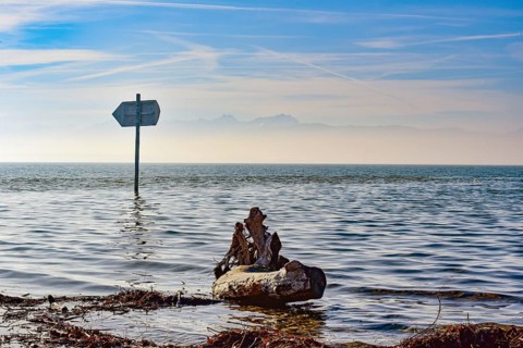 Lake sign on Lake Constance near Lindau
