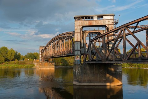 Historic lift bridge over the Elbe