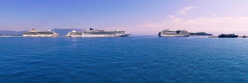Four large cruise ships
