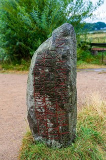 Reconstructed viking runestone in the