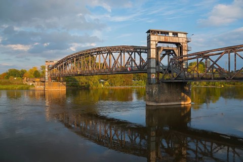 Historic lift bridge over the Elbe