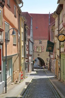 Houses and narrow alley with gatehouse in Ratsstrasse