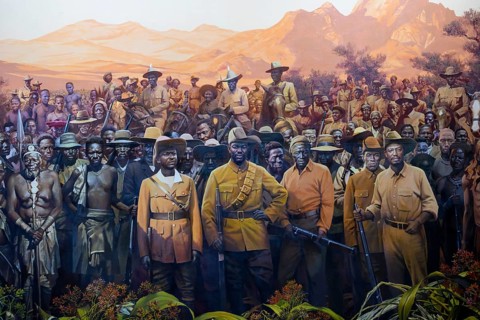 Mural in an exhibition hall of the Independence Memorial Museum