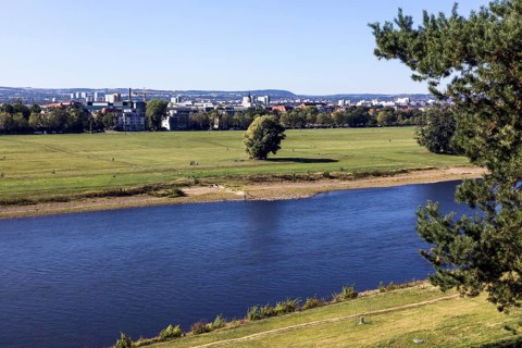 Elbe meadows with the Elbe cycle path