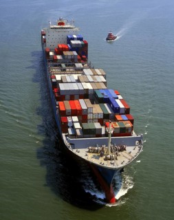 Container Ship & Tug Entering New York Bay