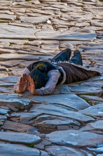 Pilgrim while praying in the Tashilhunpo monastery