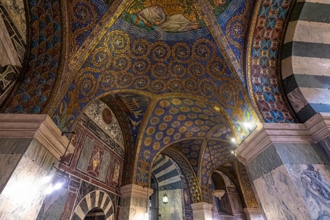 Splendid interior in the Unesco world heritage site the Aachen cathedral