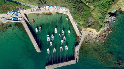 Aerial view of Port Racine in the department of Manche