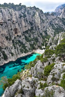 Bathing beach in the Calanque d'En-Vau near Cassis on the Cote d'Azur in Provence