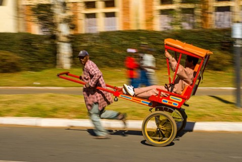 Walking rickshaw in Antsirabe