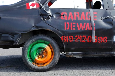 Damaged car at Demolition Derby