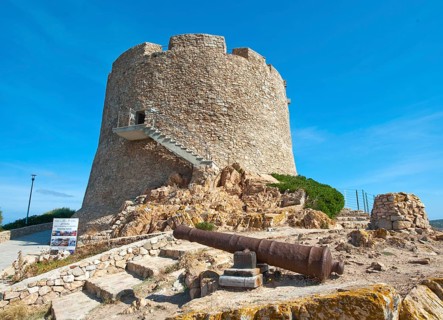 Historic Spanish defence defence tower Torre Spagnola La Turri with staircase for sightseeing
