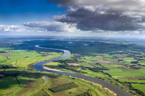 Aerial view of the Elbtalaue near Hitzacker