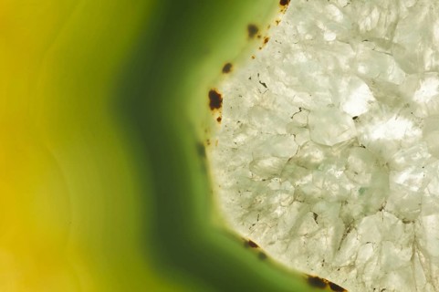 Thin slice of green agate
