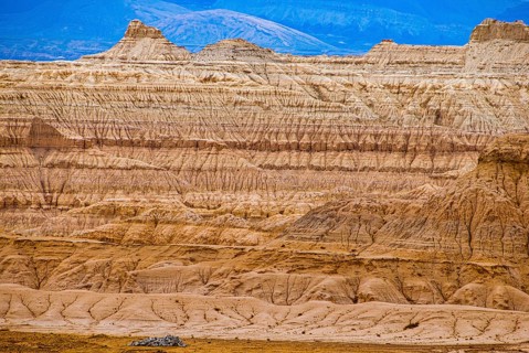 Eroded landscape along the road from Lake Manasarovar to the kingdom of Guge