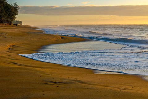 Long sandy beach in Manakara on the east coast of Madagascar