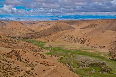 Green creek along the road from Lake Manasarovar to the kingdom of Guge
