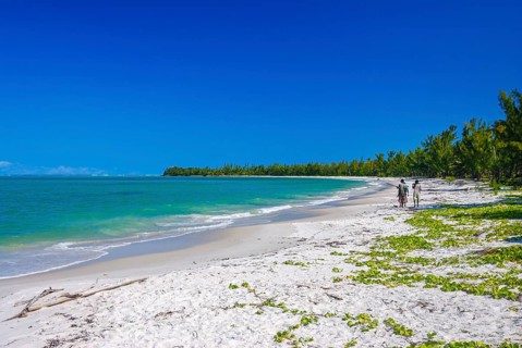 Long white sand beach in the east of the island Ile Sainte-Marie although Nosy Boraha