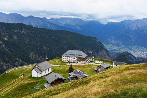 Neo-Gothic chapel on Luesgen and historic hotel